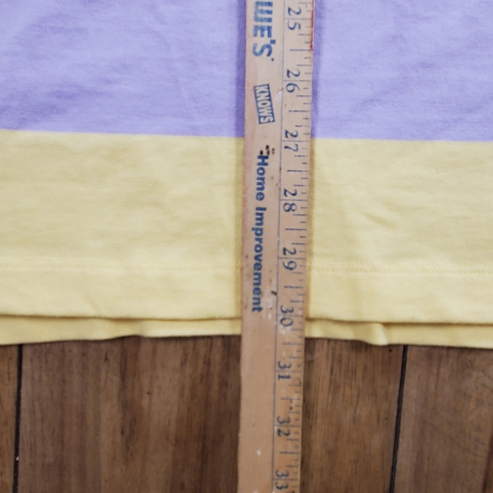 Vintage GAP Rugby Shirt Mens Large Yellow Purple Striped Long Sleeve Cotton Polo - Picture 6 of 8